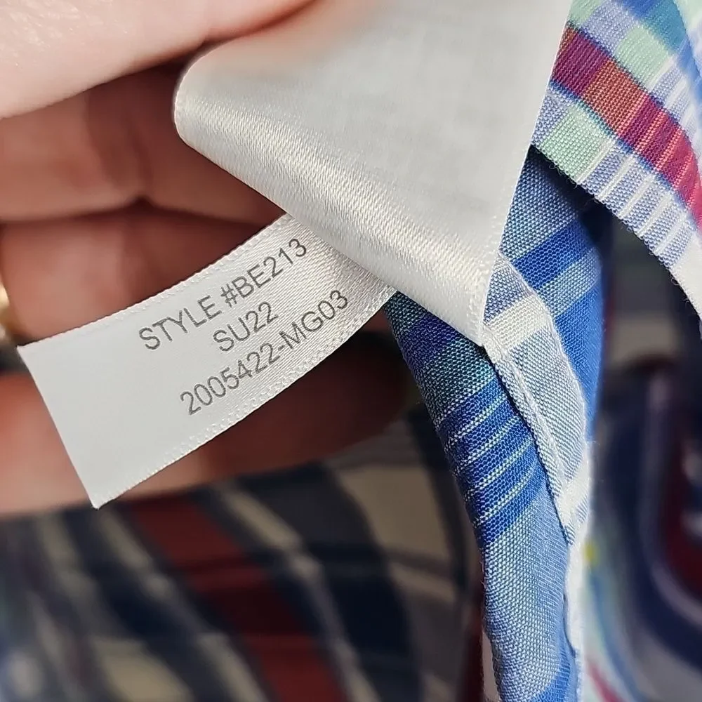 J. Crew Slim Untucked Blue and Red Plaid Long Sleeve Casual Button Down Shirt‎ L